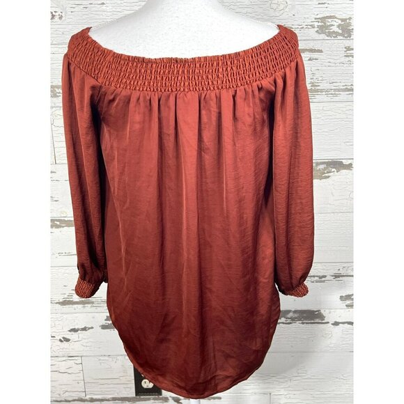 CABI Foxy Off Shoulder Blouse Burnt Orange Sz XS #3690 NWOT - Picture 3 of 5